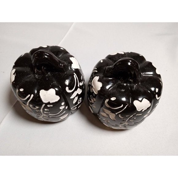 ROSS Department Store Black Ceramic Potpouri Pumpkins Set‎ of 2 (10c1) - Picture 2 of 4